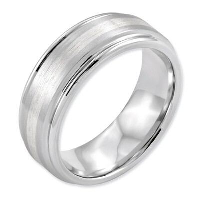 Sterling Silver Inlay Satin and Polished 8mm Band - Cobalt CC50 by Chisel, MPN: CC50, 886774030111