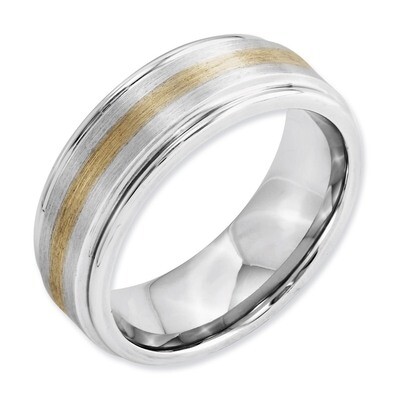 14k Gold Inlay Satin and Polished 8mm Band - Cobalt CC55 by Chisel, MPN: CC55, 886774030807
