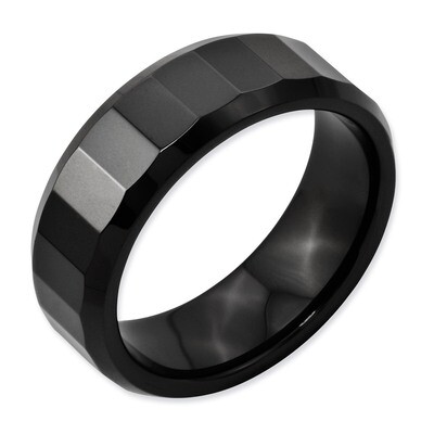 Beveled Edge, Black Faceted 8mm Polished Band - Ceramic CER10 by Chisel, MPN: CER10, 883957220987