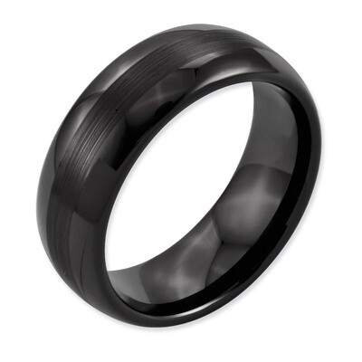 Black 8mm Brushed and Polished Band - Ceramic CER12 by Chisel, MPN: CER12, 883957221298