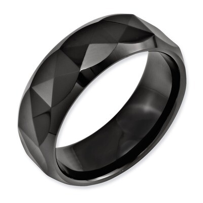 Faceted Black 8mm Polished Beveled Edge Band - Ceramic CER13 by Chisel, MPN: CER13, 883957221403
