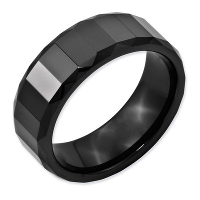 Black Faceted 8mm Polished Beveled Edge Band - Ceramic CER14 by Chisel, MPN: CER14, 883957221595