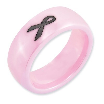 Pink Black Laser Accented Ribbon 8mm Polished Band - Ceramic CER29A by Chisel, MPN: CER29A, 8839572…
