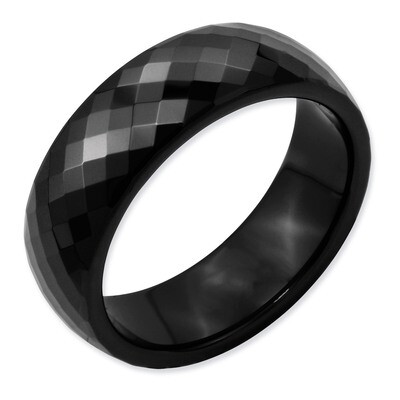 Black Faceted 7.5mm Polished Band - Ceramic CER4 by Chisel, MPN: CER4, 883957224381
