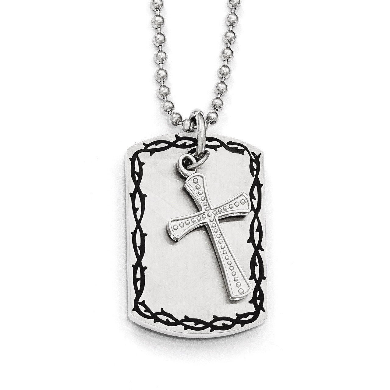 Brushed, Polished and Antiqued 2 Piece Necklace - Stainless Steel SRN1810-22