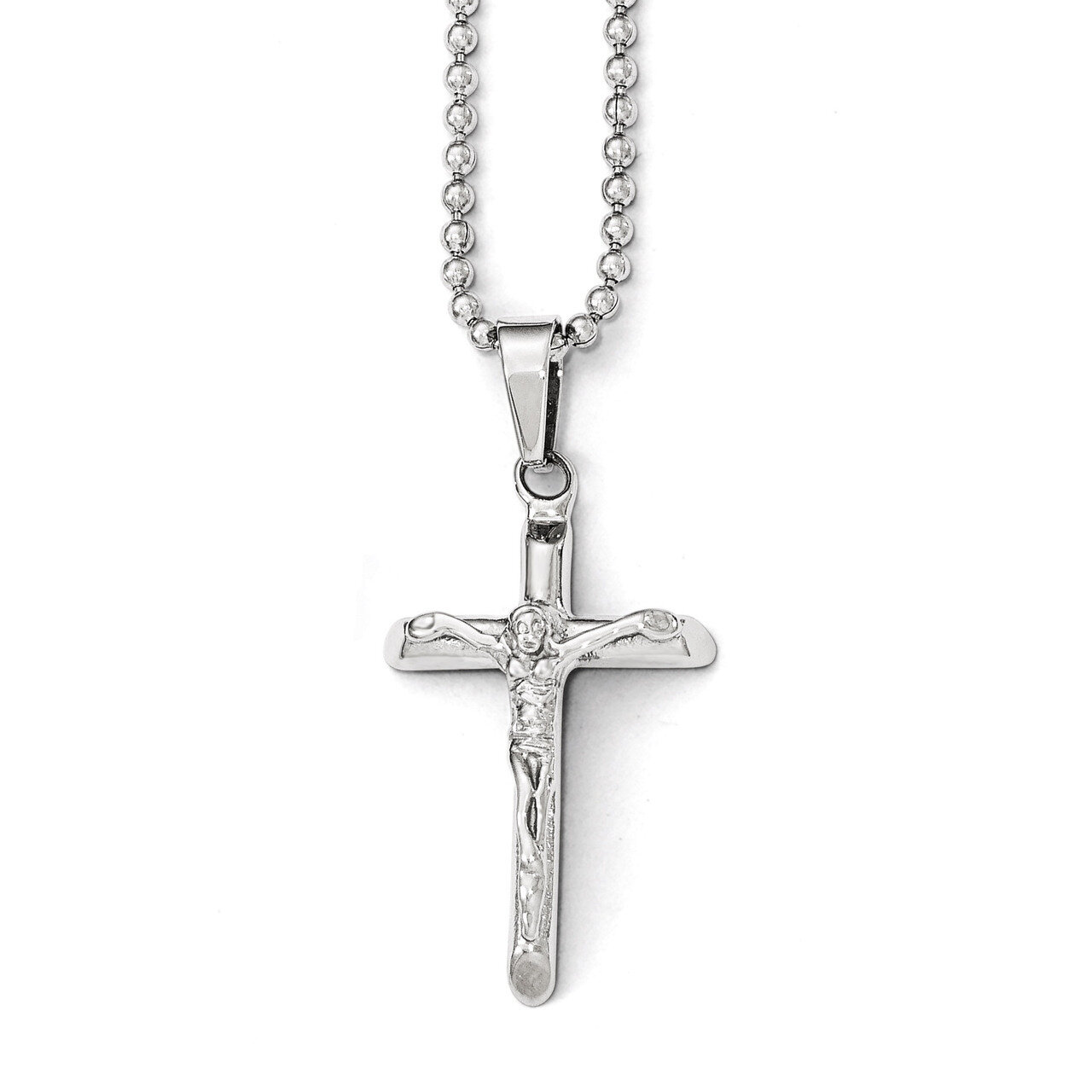Polished Cross with Jesus Necklace - Stainless Steel SRN1813-20