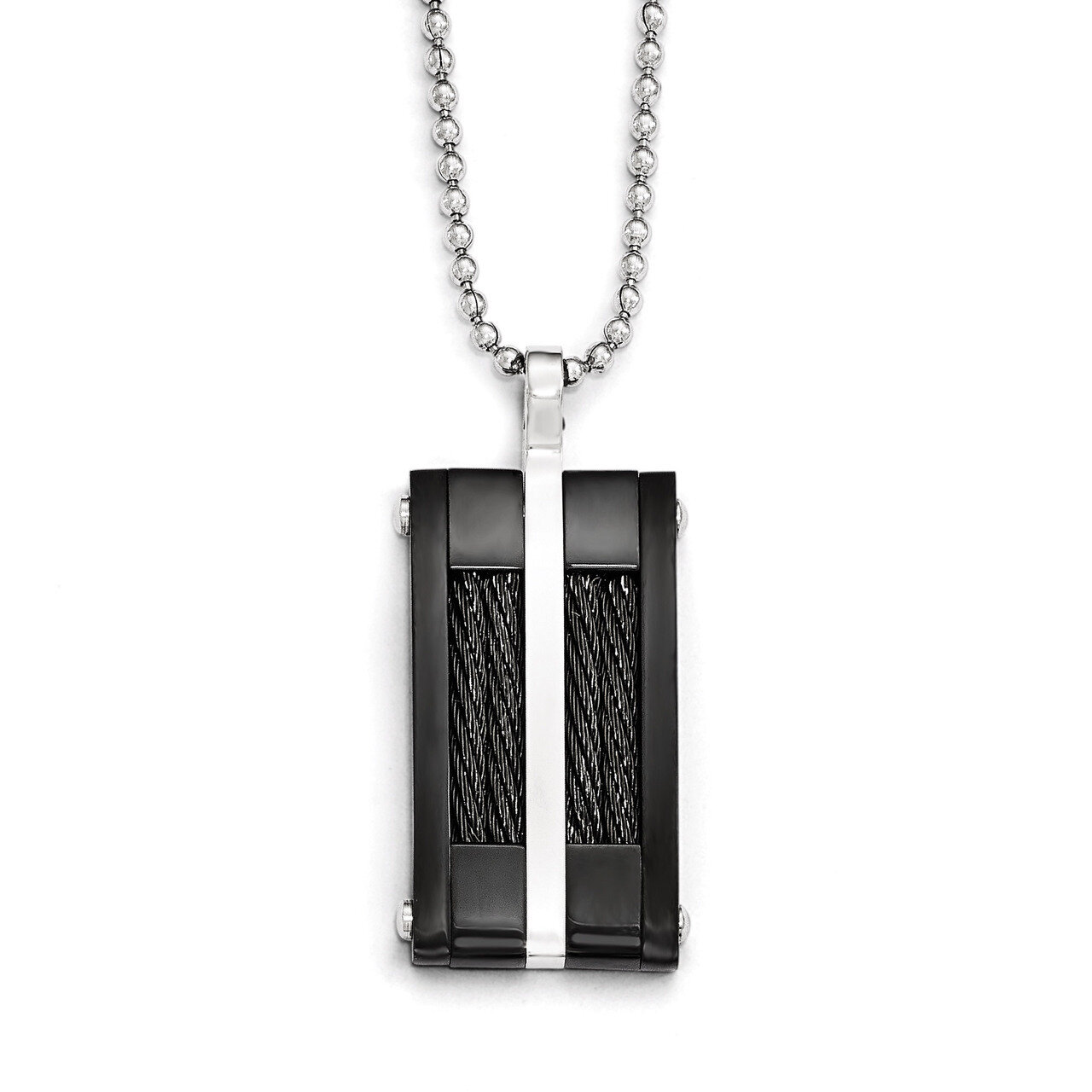 Polished Black IP-plated Wire Necklace - Stainless Steel SRN1817-20 by Chisel, MPN: SRN1817-20, 191…