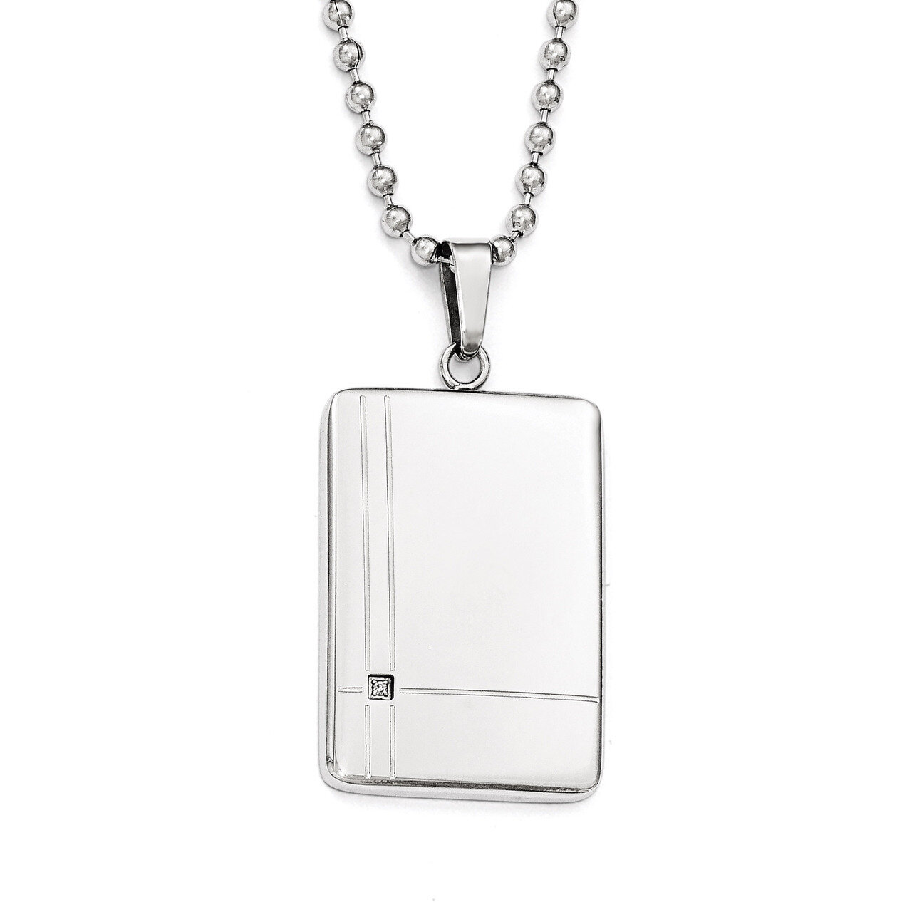 Polished Synthetic Diamond Necklace - Stainless Steel SRN1820-22 by Chisel, MPN: SRN1820-22, 883957…