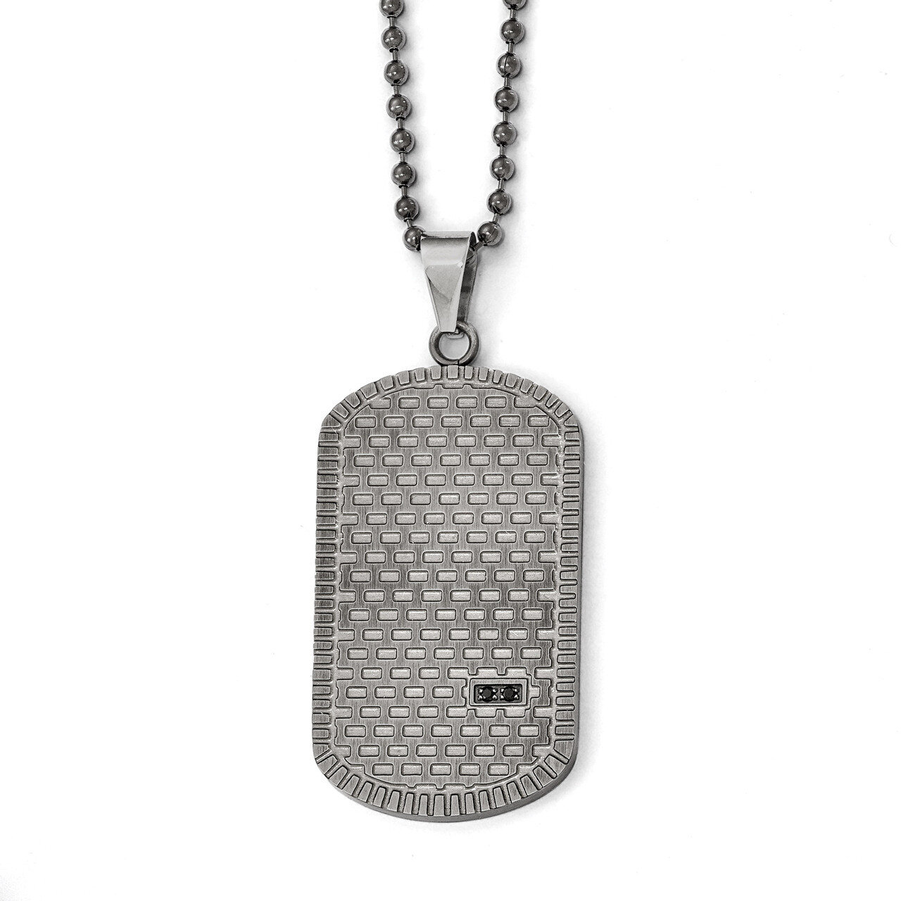 Antiqued Polished and Brushed Synthetic Diamond Necklace - Stainless Steel SRN1822-22 by Chisel, MP…