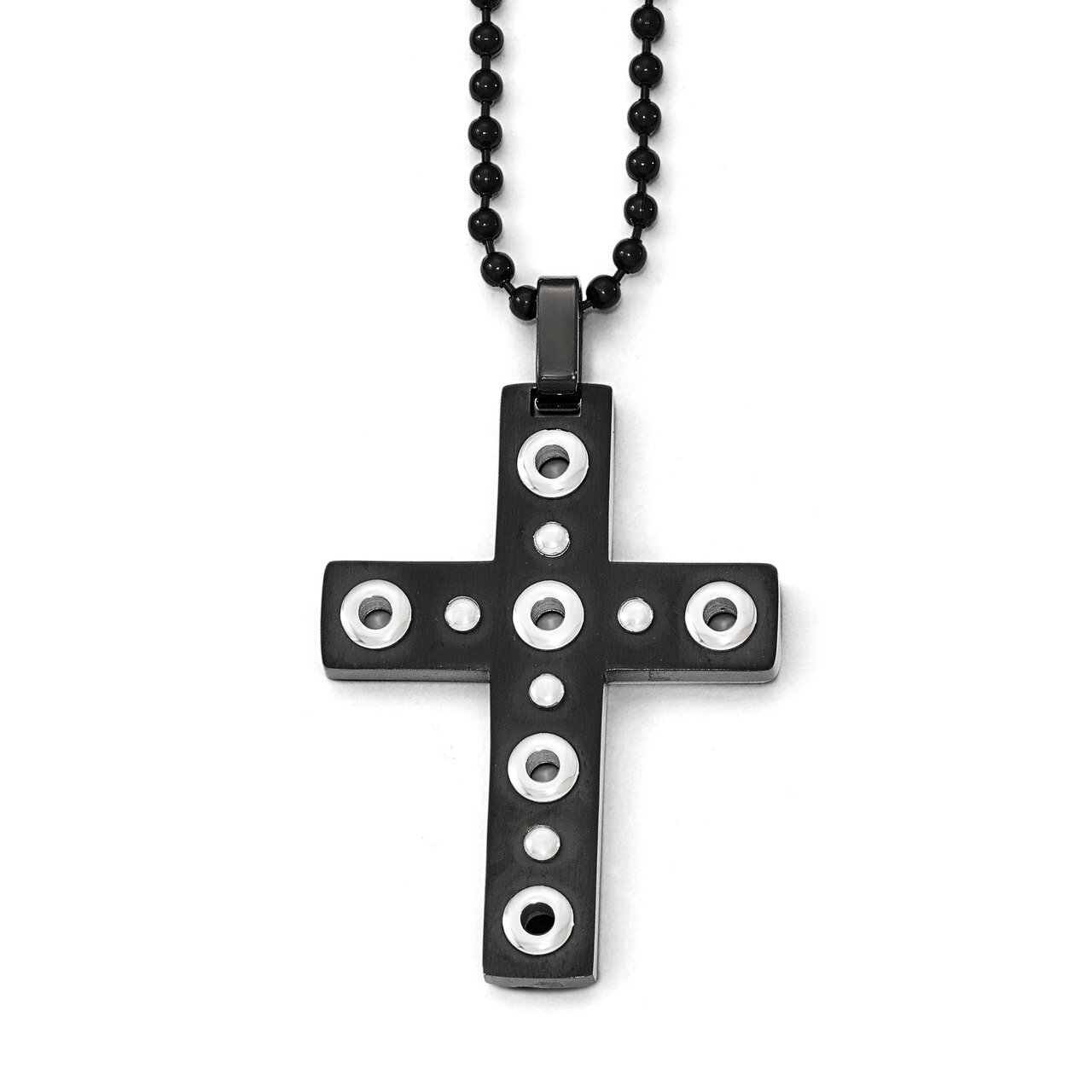 Brushed and Polished Black IP-plated Cross Necklace - Stainless Steel SRN1832-22 by Chisel, MPN: SR…