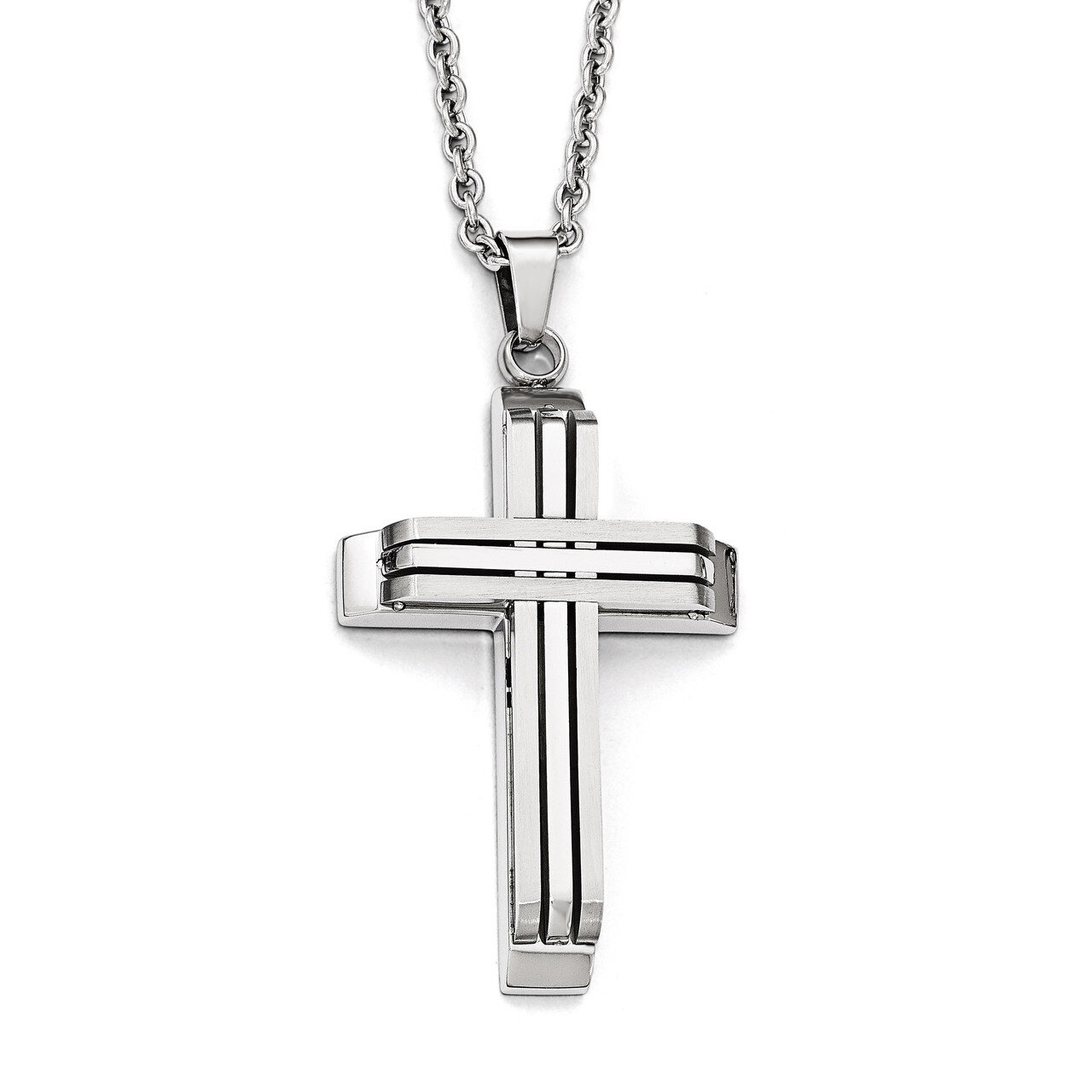 Brushed and Polished Cross Necklace - Stainless Steel SRN1841-22 by Chisel, MPN: SRN1841-22, 191101…