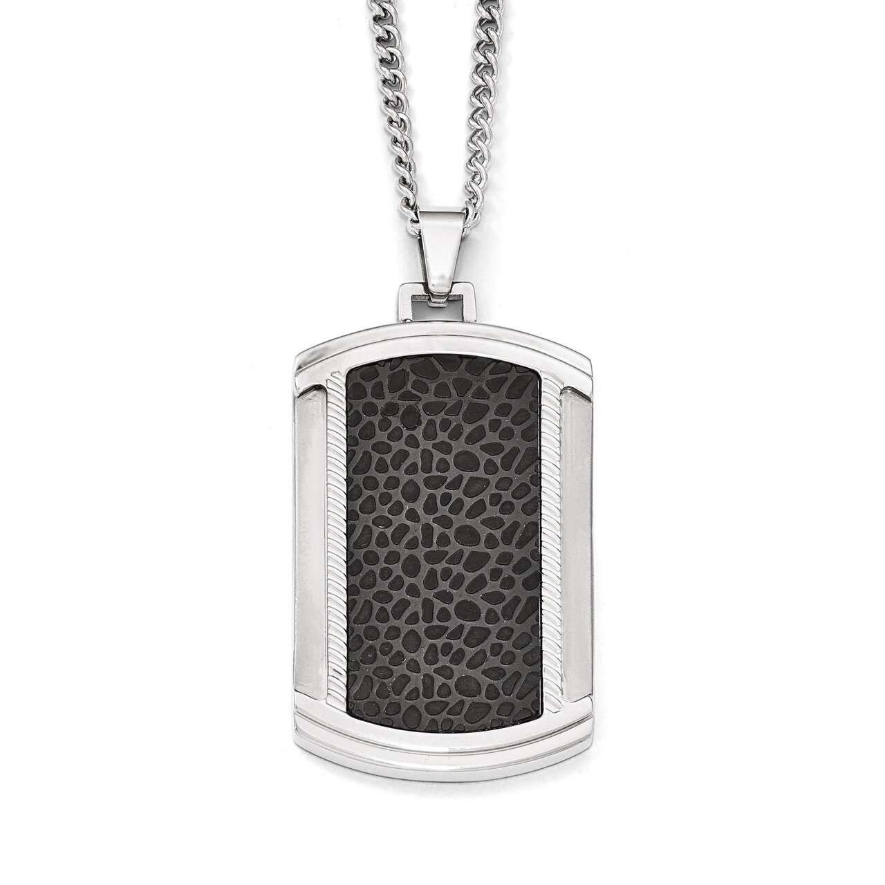 Brushed and Polished Black IP-plated Dogtag Necklace - Stainless Steel SRN1959-24 by Chisel, MPN: S…