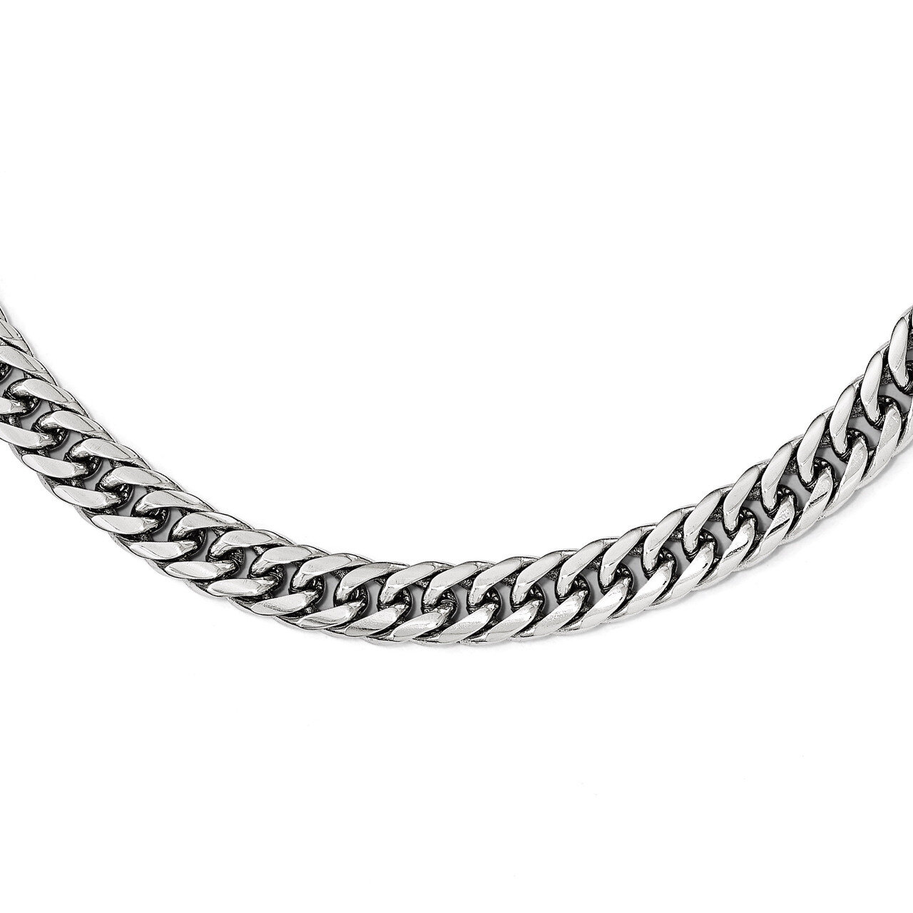 Polished 24 Inch Double Curb Chain Necklace - Stainless Steel SRN1967-24