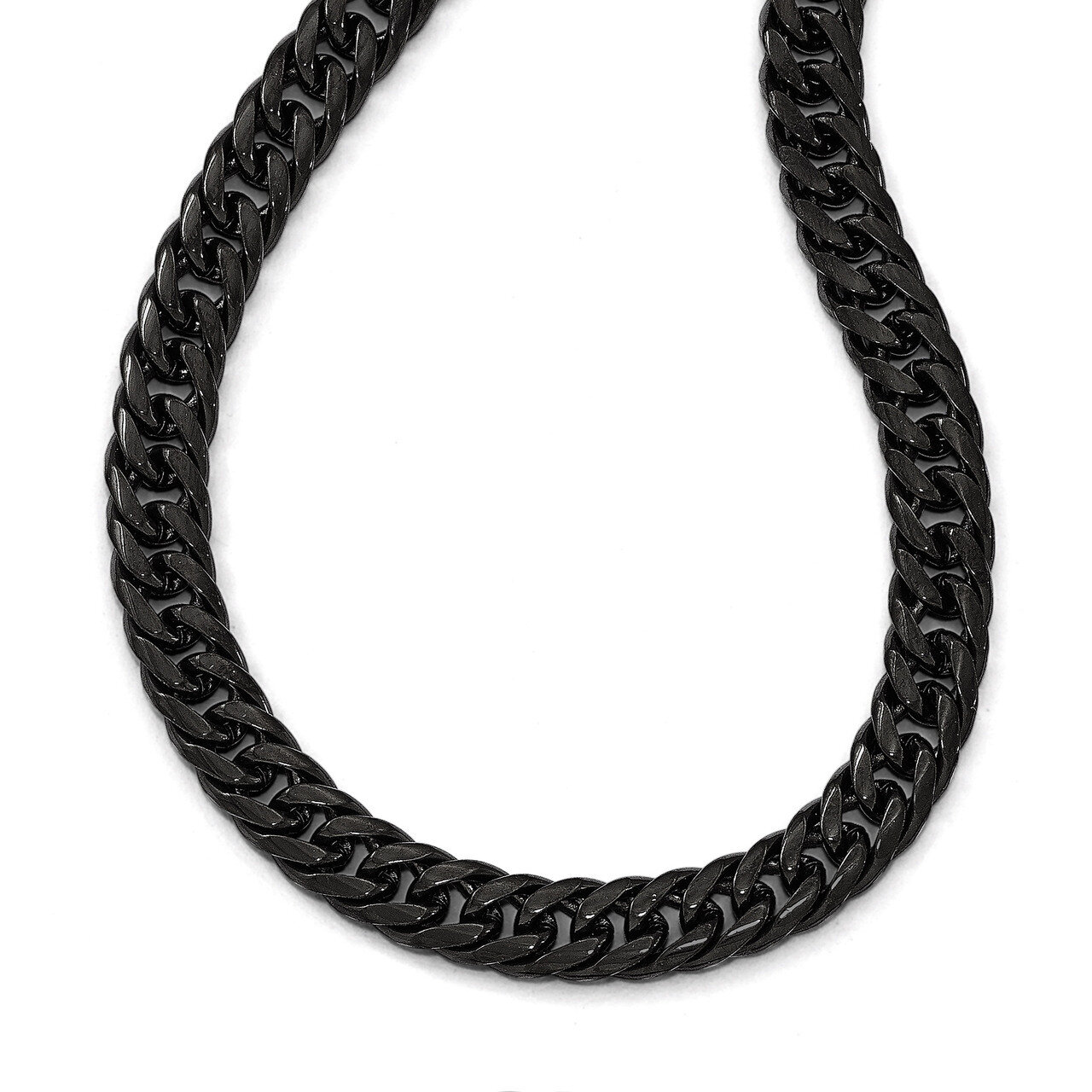 Polished Black IP-plated Double Curb Chain Necklace - Stainless Steel SRN1968-24