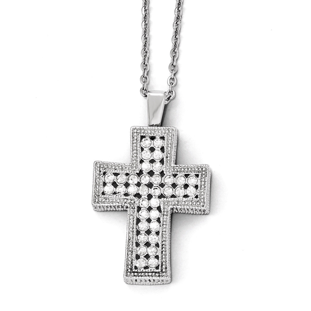 Polished with Crystal Cross Necklace - Stainless Steel SRN1978-24 by Chisel, MPN: SRN1978-24, 19110…