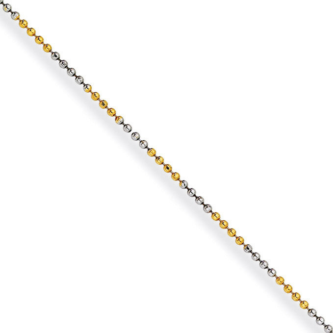 White & Yellow Rhodium over Brass 1.50mm 2 color plated Ball Chain SRN206