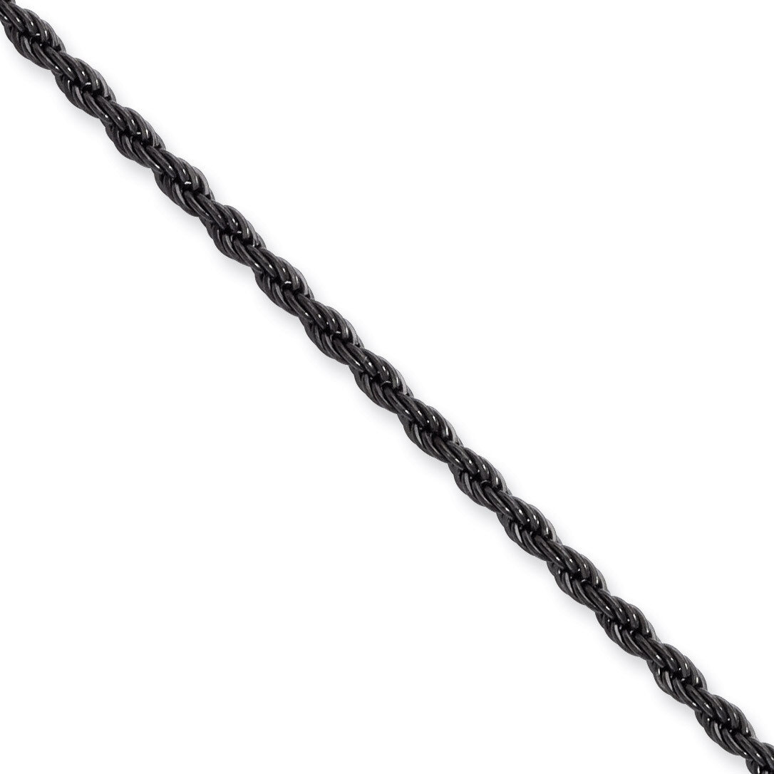 IP Black-plated 2.3mm 18 Inch Rope Chain - Stainless Steel SRN672BP by Chisel, MPN: SRN672BP, 88677…