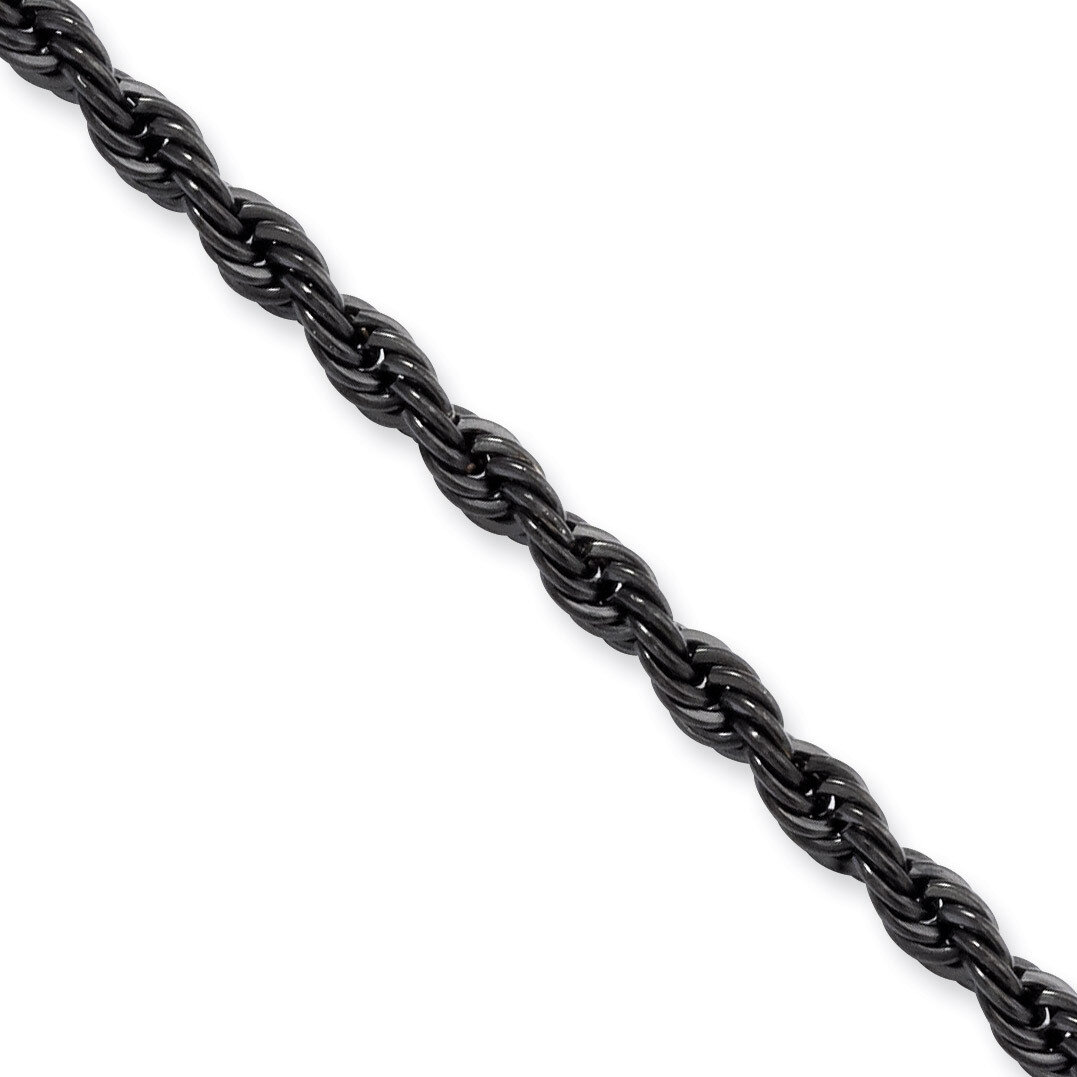 IP Black-plated 4.0mm 18 Inch Rope Chain - Stainless Steel SRN673BP by Chisel, MPN: SRN673BP, 88677…