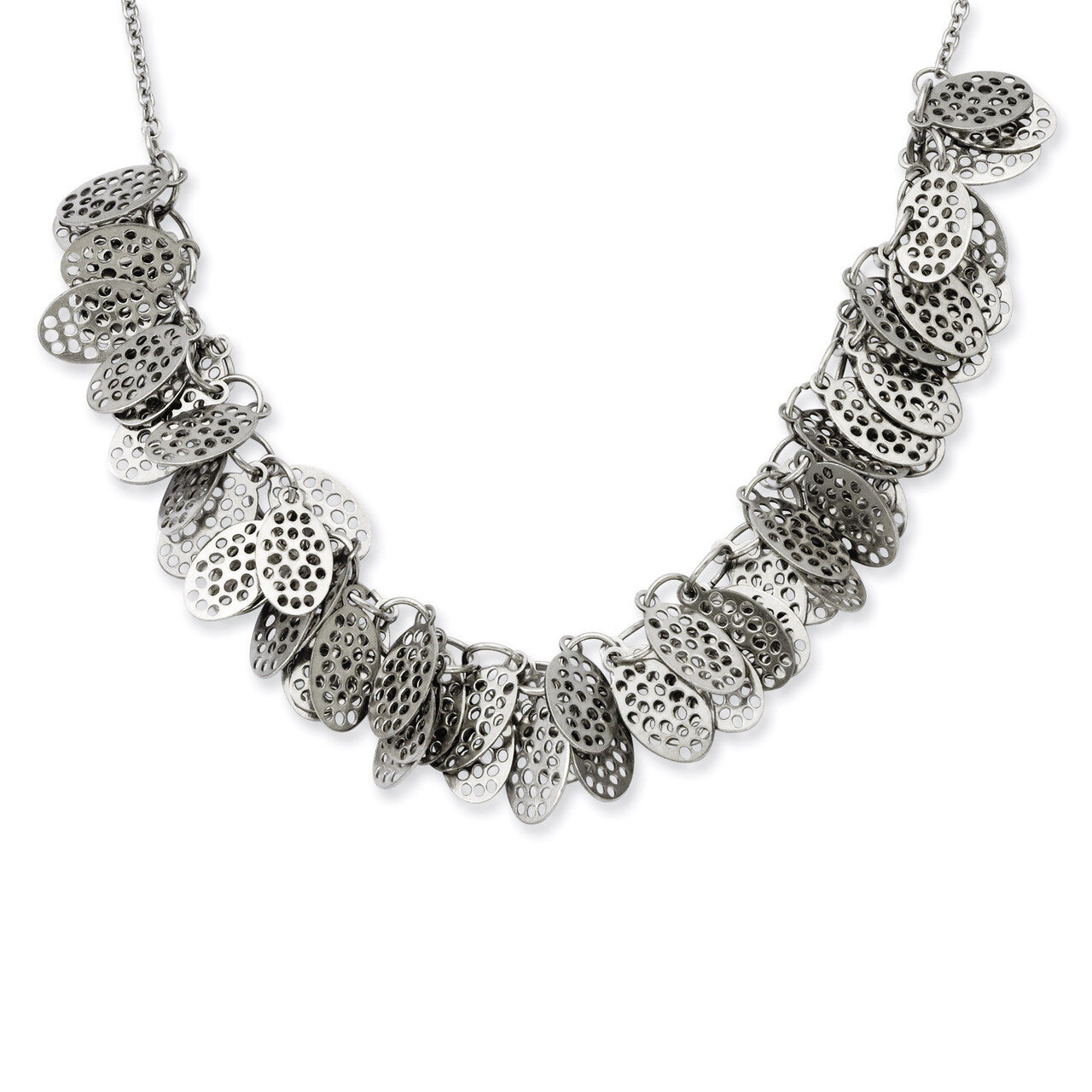 Oval Dangles 18 Inch Necklace - Stainless Steel SRN920