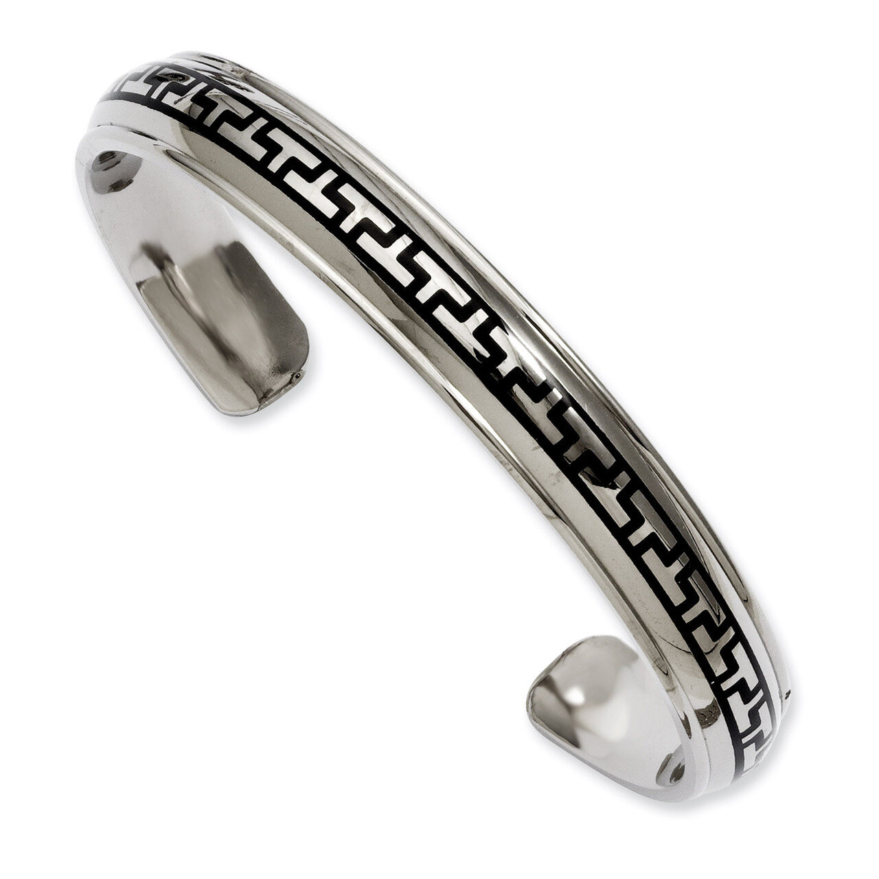 Black Rubber Design Cuff Bangle - Titanium TBB146 by Chisel, MPN: TBB146, 883957468693