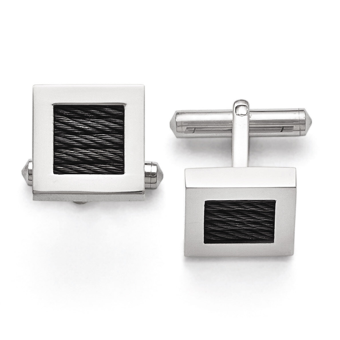 Polished Black IP-plated Wire Cufflinks - Titanium TBC118 by Chisel, MPN: TBC118, 886774622552