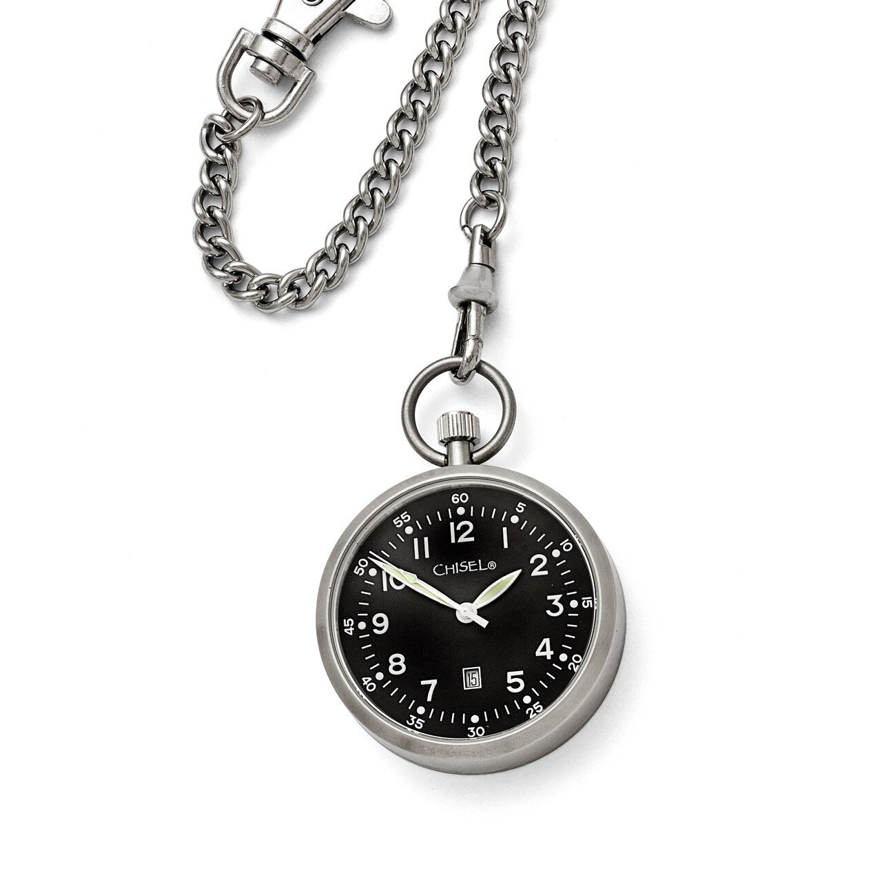Stainless Steel Black Dial Pocket Watch TPW86 by Chisel, MPN: TPW86, 191101394713