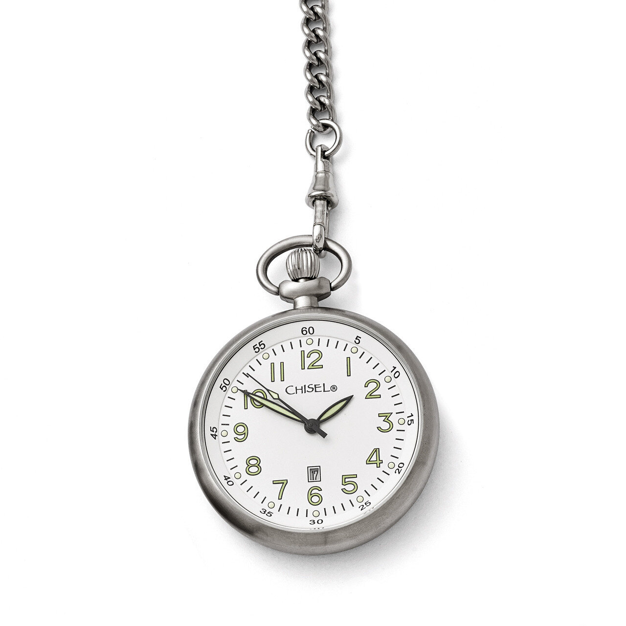 Stainless Steel White Dial Pocket Watch TPW87 by Chisel, MPN: TPW87, 191101394706