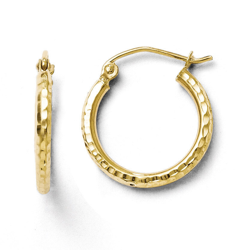 Diamond-cut Hinged Hoop Earrings - 10k Gold HB-10LE119
