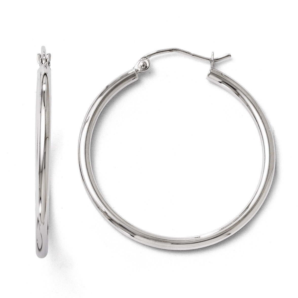 Leslie&#39;s Polished Hinged Hoop Earrings - 10k White Gold HB-10LE128, MPN: 10LE128, 883957025025