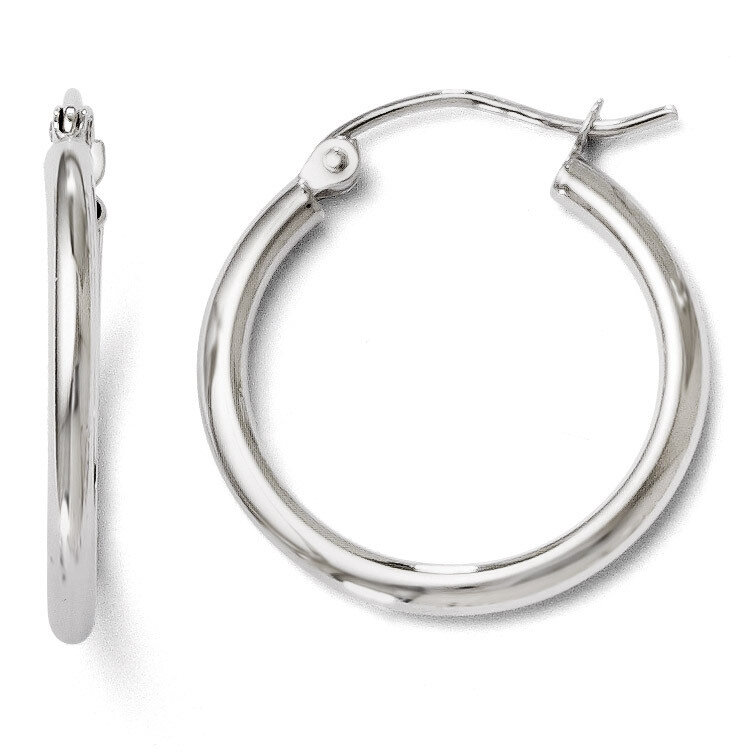 Leslie&#39;s Polished Hinged Hoop Earrings - 10k White Gold HB-10LE129, MPN: 10LE129, 886774569024
