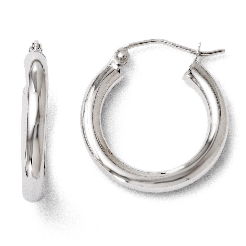 Leslie&#39;s Polished Hinged Hoop Earrings - 10k White Gold HB-10LE131, MPN: 10LE131, 883957024998