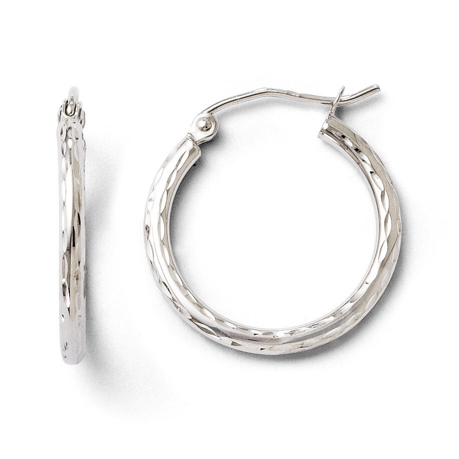Leslie&#39;s Diamond-cut Hinged Hoop Earrings - 10k White Gold HB-10LE132, MPN: 10LE132, 883957025339