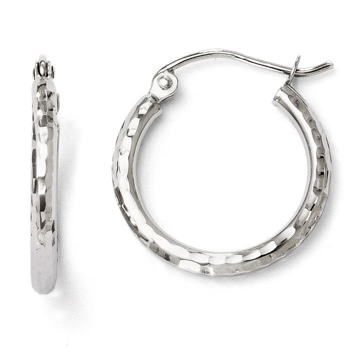 Leslie&#39;s Diamond-cut Hinged Hoop Earrings - 10k White Gold HB-10LE133, MPN: 10LE133, 886774569031