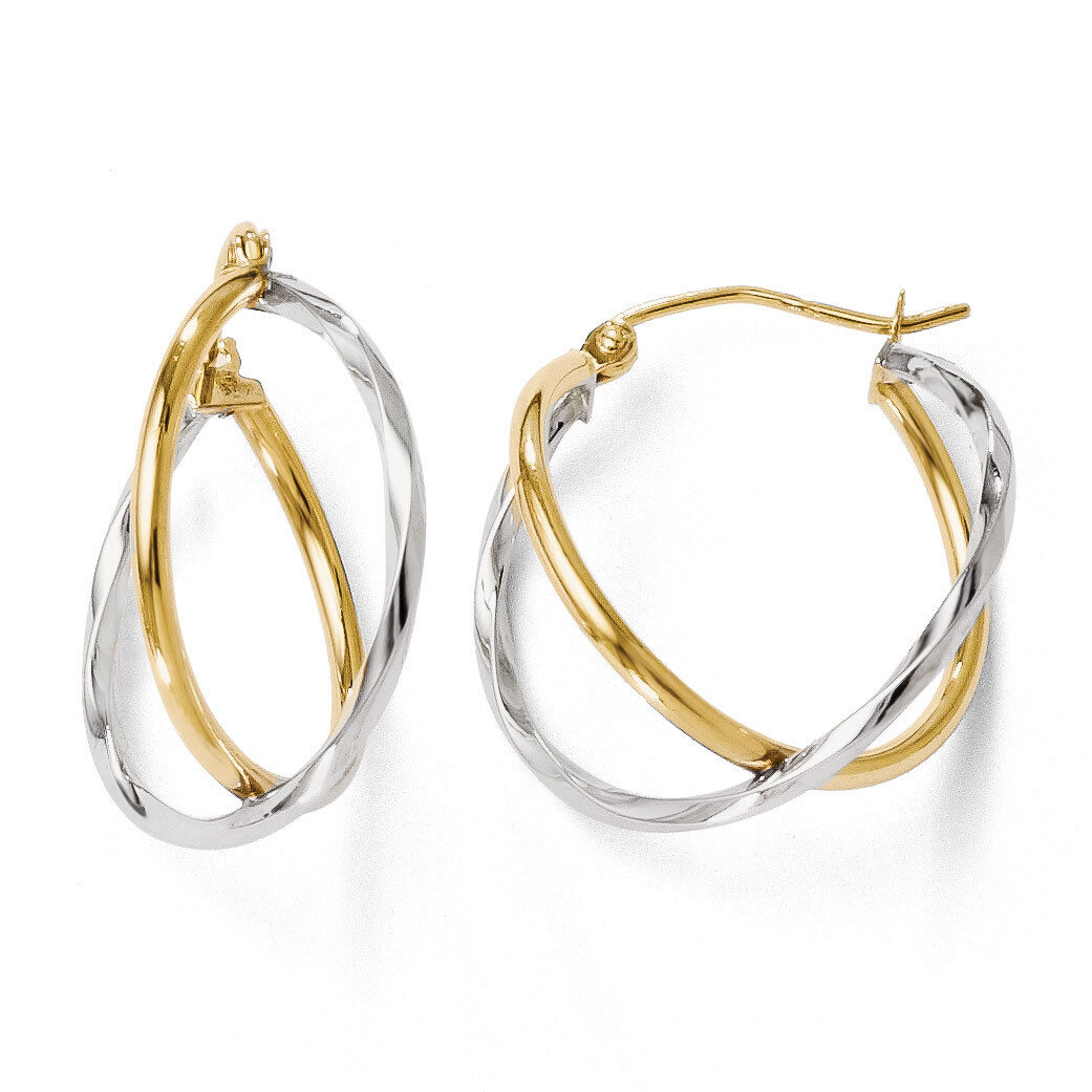 Hinged Hoop Earrings Earrings - 10k Gold Two-Tone HB-10LE136