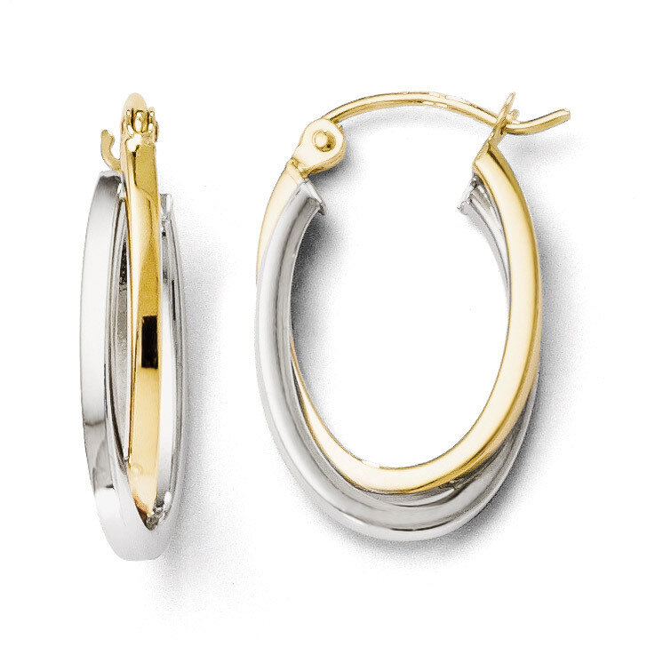 Leslie&#39;s Polished Hinged Hoop Earrings - 10k Gold Two-Tone HB-10LE137, MPN: 10LE137, 886774569048