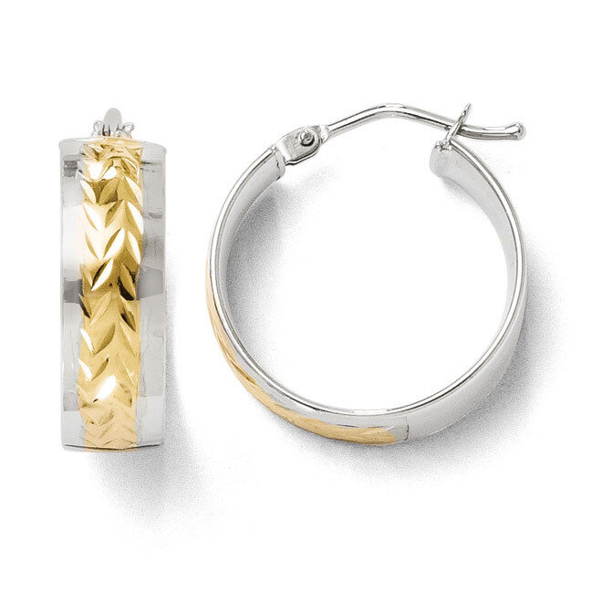 Leslie&#39;s Yellow Rhodium Polished and Diamond-cut Earrings - 10k White Gold HB-10LE143, MPN: 10LE143…