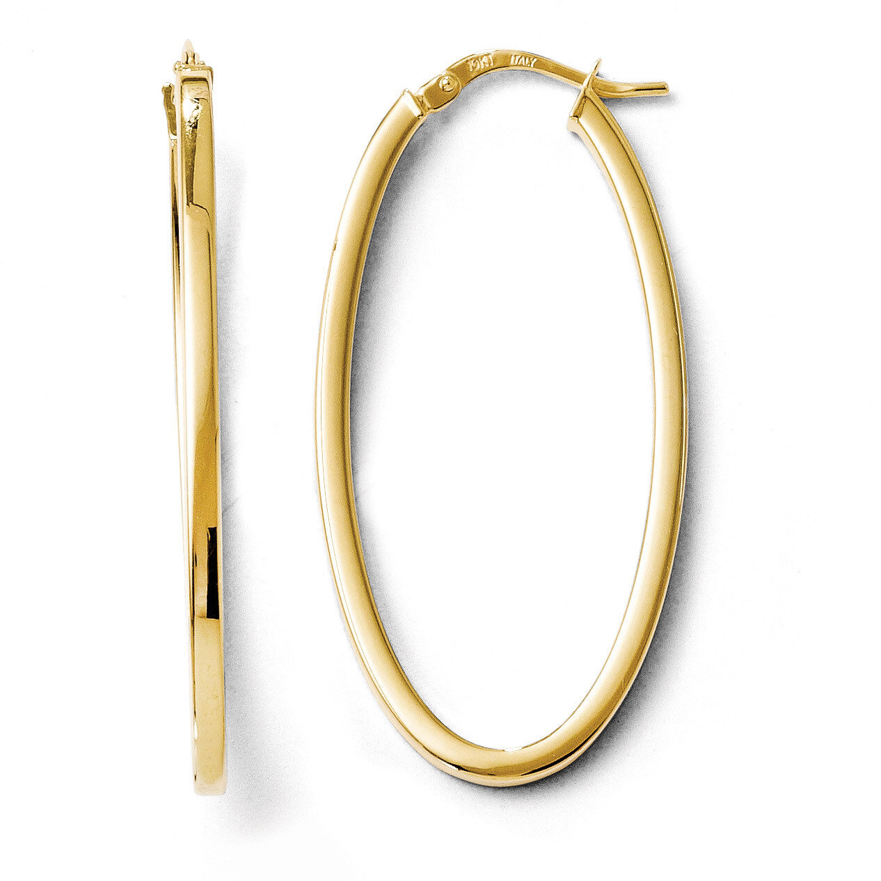 Polished Oval Hinged Hoop Earrings - 10k Gold HB-10LE191