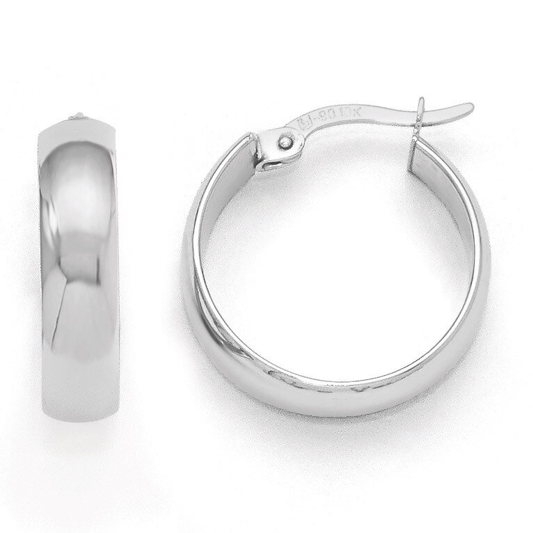 Leslie&#39;s Polished Hinged Hoop Earrings - 10k White Gold HB-10LE215, MPN: 10LE215, 886774967035