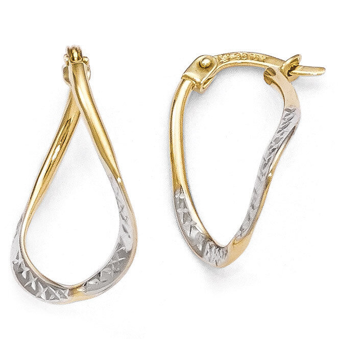 Leslie&#39;s White Rhodium Polished &amp; Diamond-cut Oval Hoop Earrings - 10k Gold HB-10LE243, MPN: 10LE24…