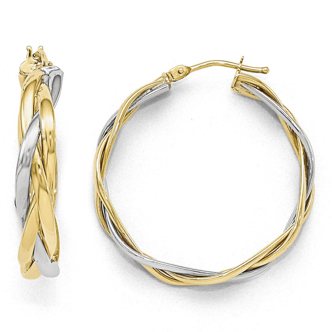 Leslie&#39;s Polished Braided Hoop Earrings - 10k Gold Two-Tone HB-10LE252, MPN: 10LE252, 886774966977