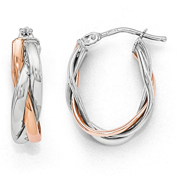 Leslie&#39;s Rose Rhodium-plated Hoop Earrings - 10k White Gold HB-10LE254, MPN: 10LE254, 191101470387