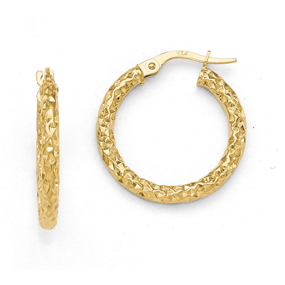 Polished Diamond-cut Hoop Earrings - 10k Gold HB-10LE259