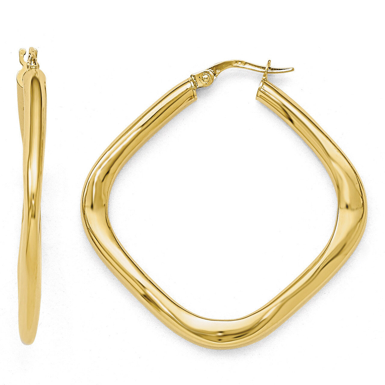 Leslie&#39;s Polished Large Square Hoop Earrings - 10k Gold HB-10LE263, MPN: 10LE263, 191101467370