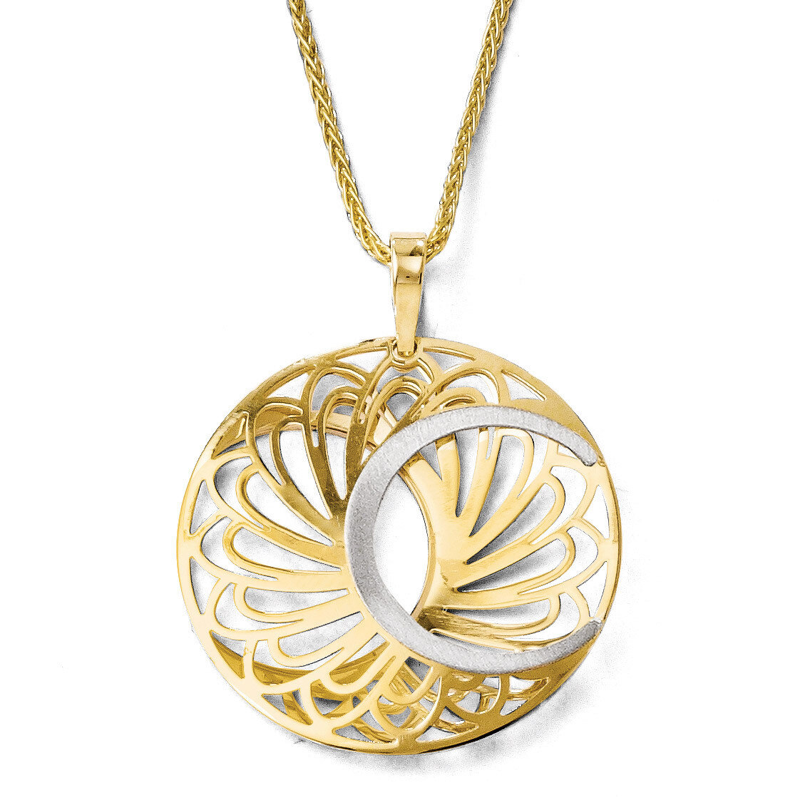Polished and Satin Pendant - 10k Gold Two-Tone HB-10LF505