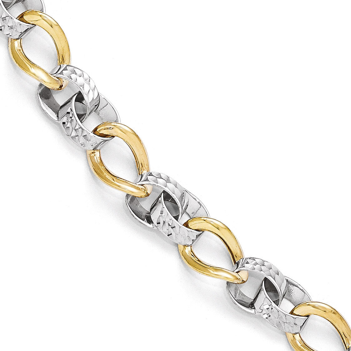 Leslie&#39;s Polished and Diamond-cut Link Bracelet 7.5 Inch - 10k Gold Two-Tone HB-10LF506-7.5, MPN: 1…