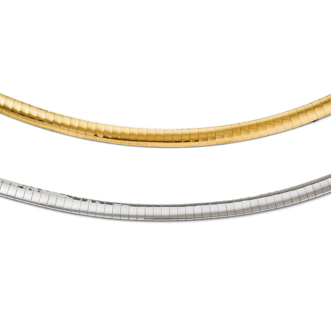 4mm Reversible Omega Necklace Chain 16 Inch - 14k Gold Two-tone HB-1245-16