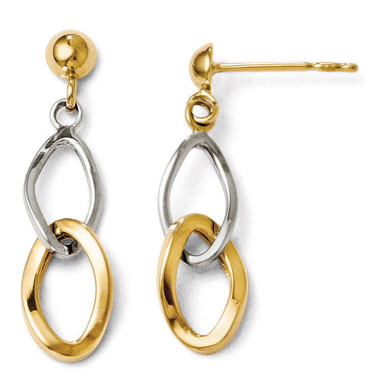 Leslie&#39;s Polished Post Dangle Earrings - 14k Gold Two-tone HB-26X, MPN: 26X, 886774639123