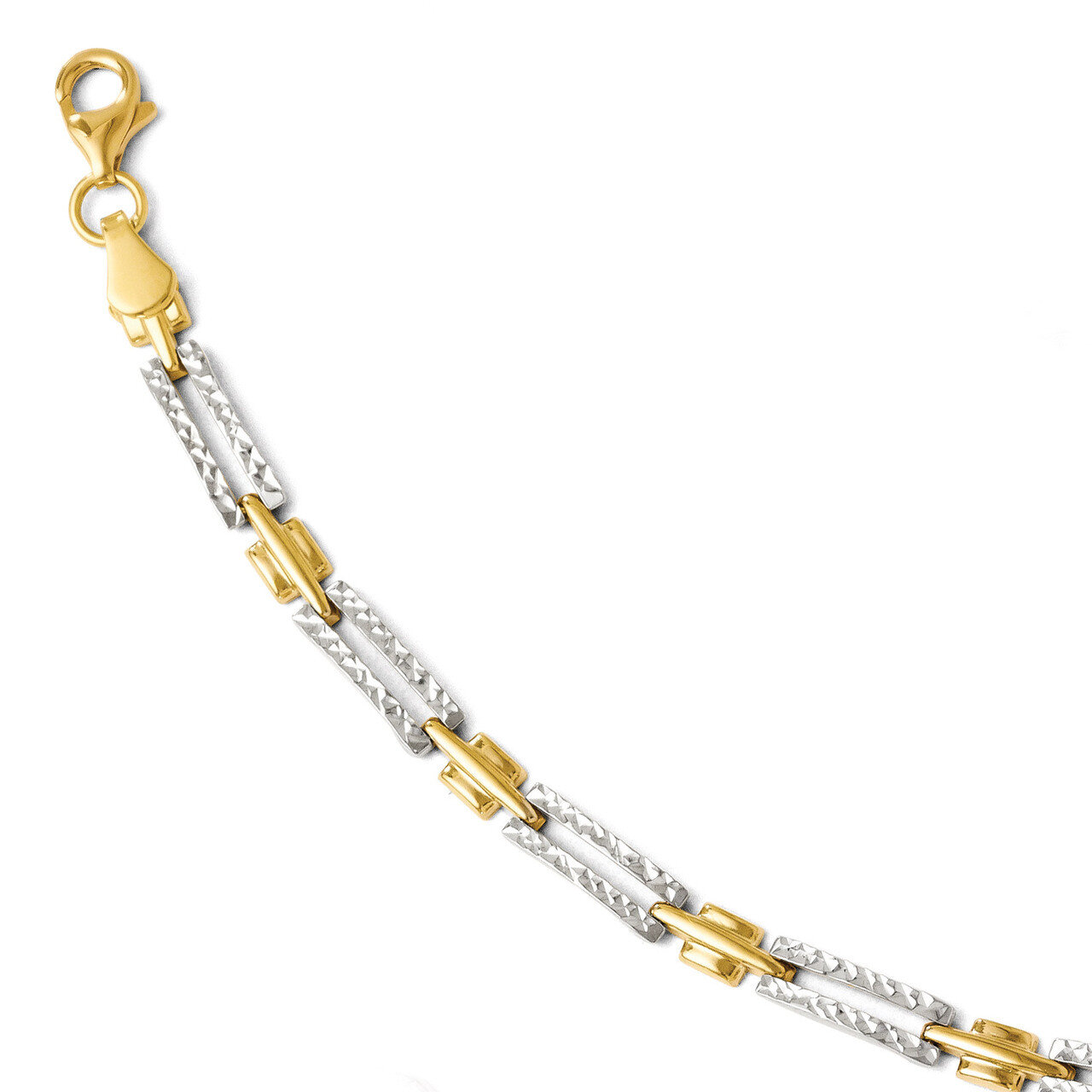 Rhodium Diamond-cut Bracelet 7 Inch - 14k Gold HB-3804-7