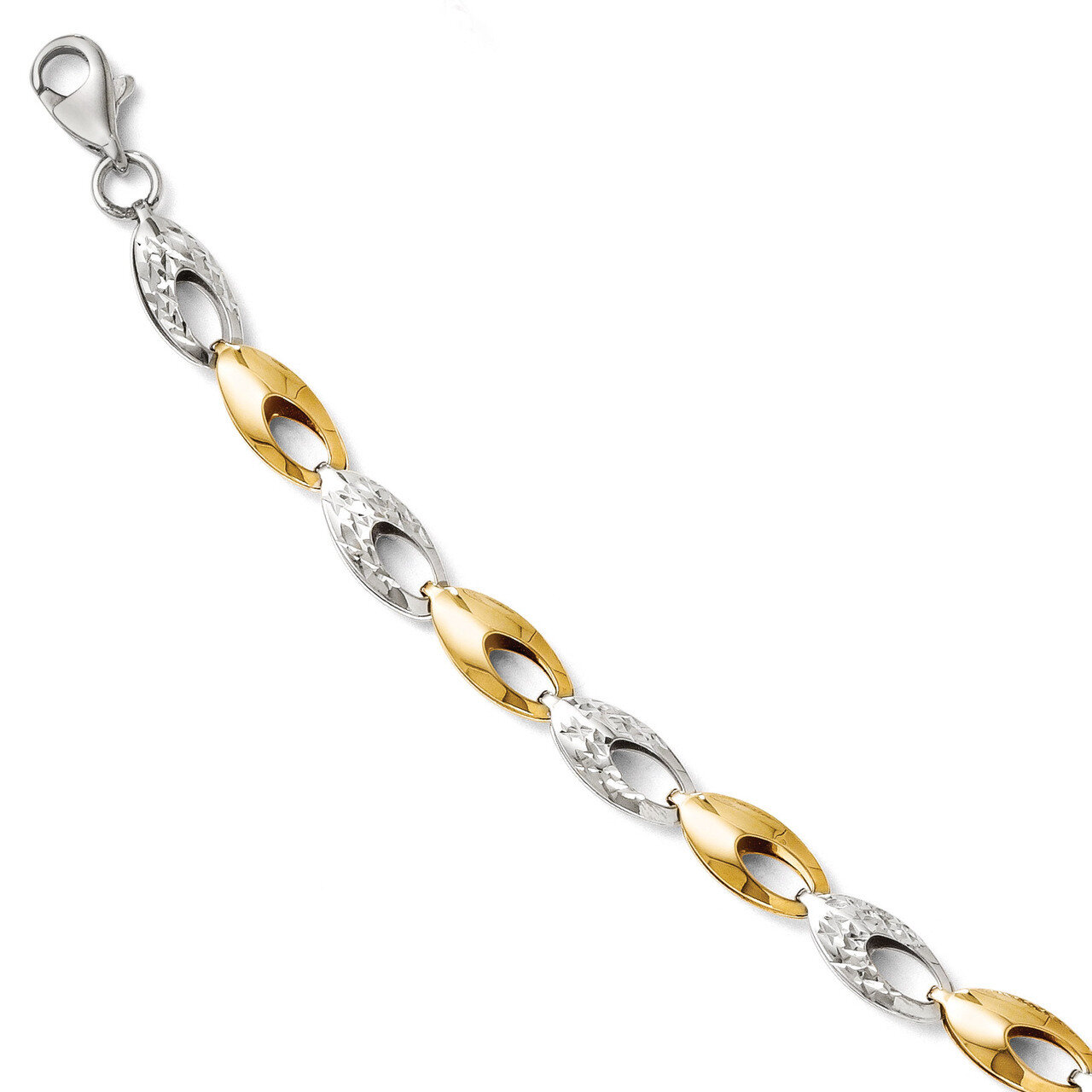 Diamond-cut Bracelet 7 Inch - 14k Gold Two-tone HB-3837-7
