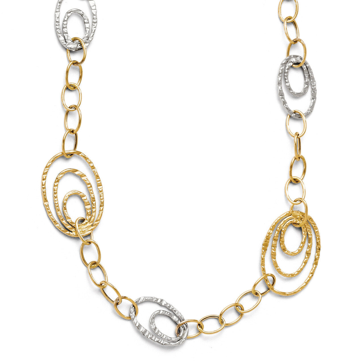 Fancy Link Necklace Chain 17 Inch - 14k Gold Two-tone HB-3849-17